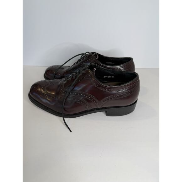 Florsheim Men’s Wingtip Brogue Oxford Shoes Burgundy Oxblood Leather 9 3E Wide - Picture 9 of 9